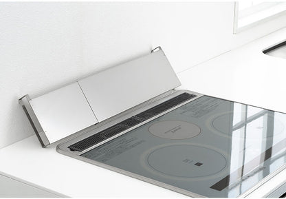 日本製 燕三条 伸縮式コンロカバー 幅42~77.5cm オールステンレス コンロ奥カバー ラック グリル 排気口カバー 油汚れ 油はね 防止 IH対応 スマート フラット 調味料ラック スパイスラック A-77775