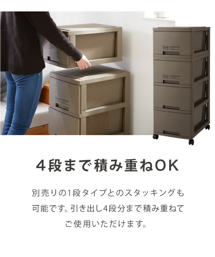 デザイン収納ケース チェスト 幅34 Boite スリム 3段 日本製 収納ボックス コンテナ 引き出し 衣類収納 リビング 収納 衣類ケース クローゼット 押入れ 大容量 おしゃれ