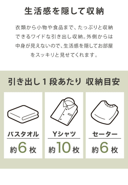 デザイン収納ケース チェスト 幅60 Boite ワイド 3段 日本製 収納ボックス コンテナ 引き出し 衣類収納 リビング 収納 衣類ケース クローゼット 押入れ 大容量 おしゃれ