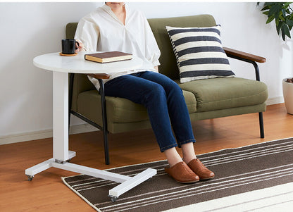 ガス圧 昇降式マルチテーブル 高さ67~97cm キャスター付き ラウンド サイドテーブル スクエア テーブル ベッドサイド