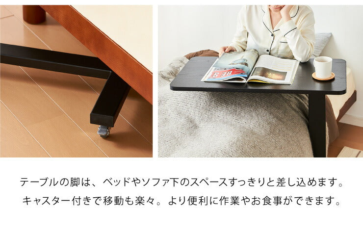 ガス圧 昇降式マルチテーブル 高さ67~97cm キャスター付き ラウンド サイドテーブル スクエア テーブル ベッドサイド