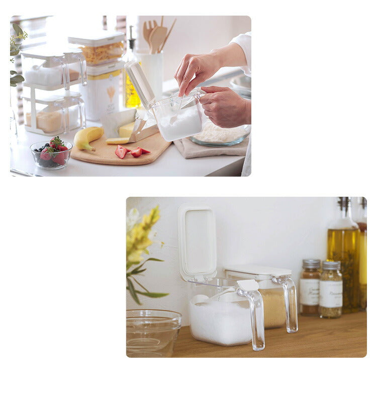 マーナ 調味料ポット スプーン付き 密閉保存容器 K736 ワンタッチ パッキン付き 調味料入れ 砂糖入れ 塩入れ キャニスター 調味料ケース ストッカー 小さじ付き キッチン収納 marna