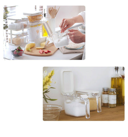 3個セット マーナ 調味料ポット スプーン付き 密閉保存容器 K736 ワンタッチ パッキン付き 調味料入れ 砂糖入れ 塩入れ キャニスター 調味料ケース ストッカー 小さじ付き キッチン収納 marna