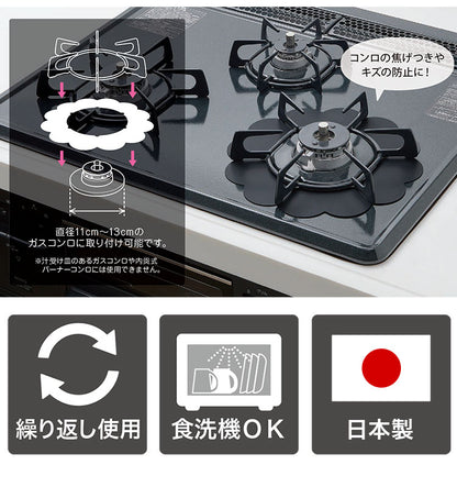 【2個セット】日本製 ガスコンロ保護プレート ベラスコート 黒 ブラック 白 ホワイト ガスコンロ 五徳 下 カバー コンロカバー 油ハネ ベタつき 汚れ 防止 五徳 1口 2口 コンロ 下 周り 隙間 すき間