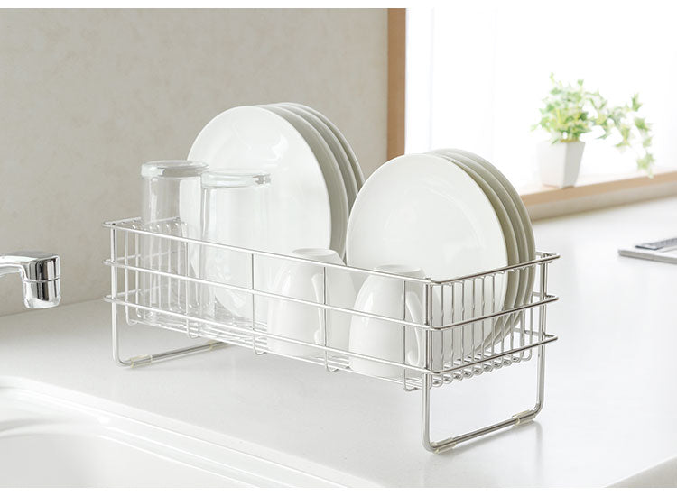 MELIS 水切りラック スリム 吸水マットセット 幅16.5 奥行41.5 メリス 水切りかご ステンレス製 シンプル キッチン収納 アーネスト A-77365