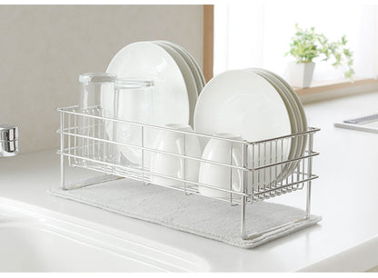 MELIS 水切りラック スリム 吸水マットセット 幅16.5 奥行41.5 メリス 水切りかご ステンレス製 シンプル キッチン収納 アーネスト A-77365