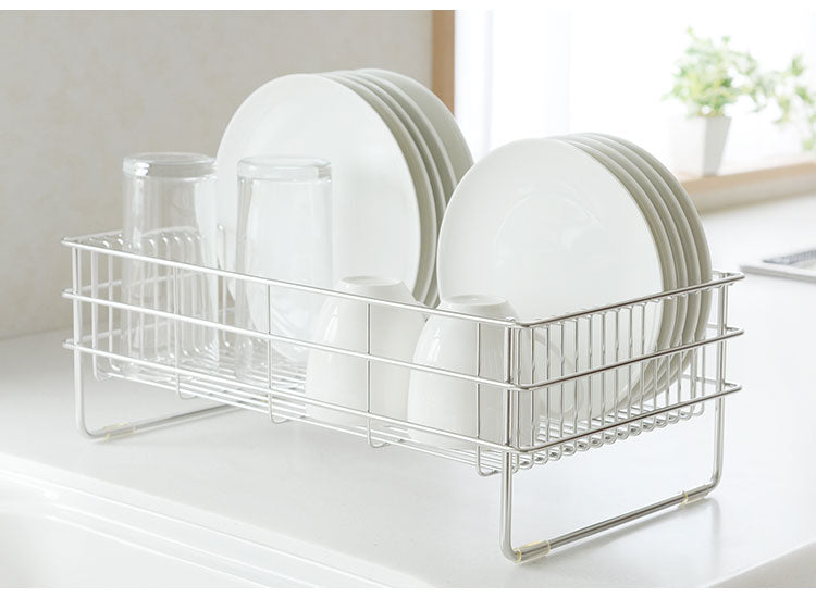 MELIS 水切りラック ワイド 吸水マットセット 幅22 奥行41.5 メリス 水切りかご ステンレス製 シンプル キッチン収納 アーネスト A-77366