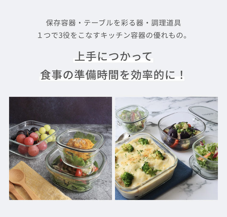 iwaki イワキ 新色 耐熱ガラス保存容器 4点セット パックアンドレンジ
