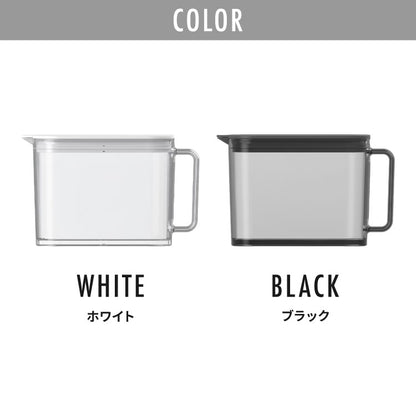 冷水筒 耐熱 ウォーターピッチャー 1L 食洗機対応 ウォータージャグ 麦茶ポット 冷蔵庫 扉 棚 収納 1リットル 小さめ コンパクト スリム ハンドル パッキン付き 熱湯OK 広口 サーバー ワンプッシュ
