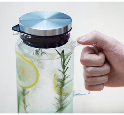 【2個セット】 HARIO ウォータージャグ 1300ml 耐熱ガラス 食洗機対応 ピッチャー ピッチャー 麦茶ポット ステンレス フタ 取っ手付き 冷水筒 冷水ポット ドアポケット 扉 熱湯OK 縦ライン おしゃれ