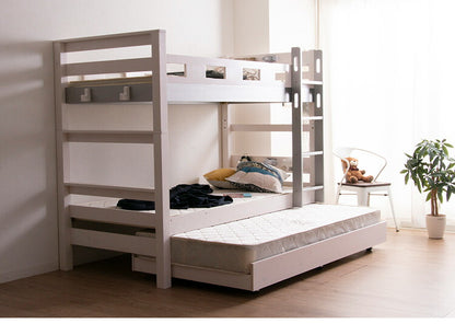 3段ベッド 三段ベッド 親子ベッド 耐荷重900kg 子供用 大人用 子供部屋 コンセント付き ライト付き キャスター 木製ベッド フック付き すのこ ベッド 天然木 パイン材 北欧 おしゃれ ゲストハウス(代引不可)