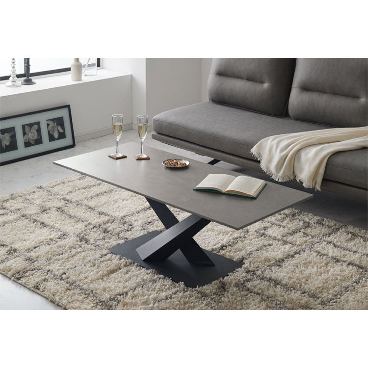 セラミック センターテーブル 幅120 奥行55 テーブル ローテーブル モダン セラミックテーブル 耐水 耐熱 白 艶消し 傷がつきにくい マット調 おしゃれ グレー(代引不可)