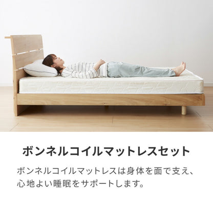 【セット販売】ベッドフレーム ボンネルコイルマットレス セミシングル すのこベッド おしゃれ 韓国インテリア 北欧 すのこ 脚付き 木目調 低床 かわいい コンパクト ステージベッド 可愛い ベット