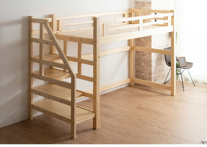 ロフトベッド システムベッド シングル ベッド 子供用 大人用 子供部屋 階段 木製ベッド すのこ ベッド 天然木 パイン材 コンパクト 北欧 おしゃれ ゲストハウス(代引不可)