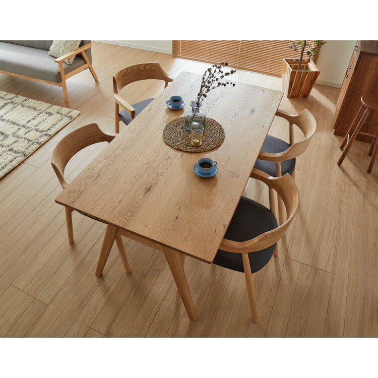 ダイニングセット ダイニング5点セット 4人掛け 幅150 高さ72 オーク無垢材 天然木 棚付き ダイニングチェア 天然木 椅子 ナチュラル おしゃれ ウォールナット(代引不可)