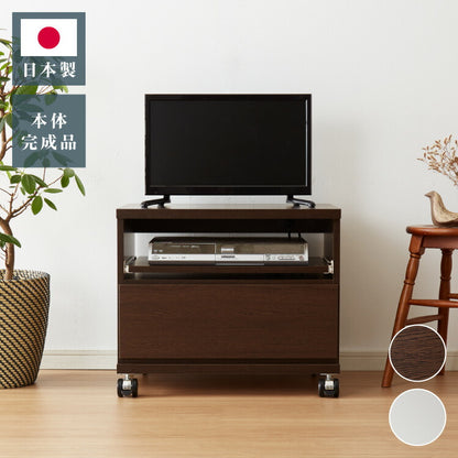テレビ台 国産 幅60 完成品 キャスター付き(黒に仕様変更) テレビボード コンパクト テレビラック ローボード 収納 棚 TV台 TVボード 日本製 配線スマート 木製 ウォルナット ナチュラル(代引不可)