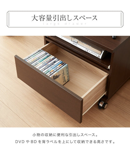 テレビ台 国産 幅60 完成品 キャスター付き(黒に仕様変更) テレビボード コンパクト テレビラック ローボード 収納 棚 TV台 TVボード 日本製 配線スマート 木製 ウォルナット ナチュラル(代引不可)