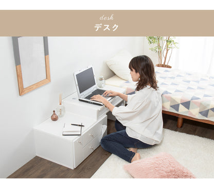 ドレッサー テーブル ミラー付き 鏡台 国産 完成品 伸縮 コンパクト デスク ロータイプ ホワイト収納 省スペース 大容量 ローテーブル (代引不可)