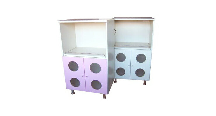 カジュアルミニ レンジ台 幅59×奥行42×高さ101cm 下部アジャスター付 国産 完成品 キッチン 台所 収納 アイボリー ピンク