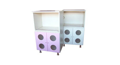 カジュアルミニ レンジ台 幅59×奥行42×高さ101cm 下部アジャスター付 国産 完成品 キッチン 台所 収納 アイボリー ピンク