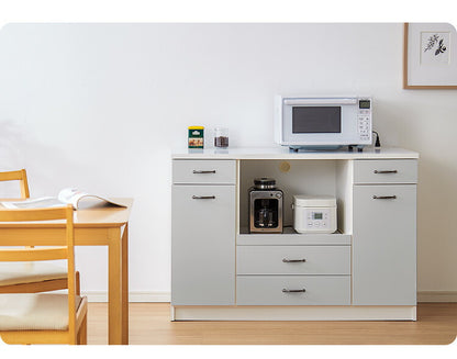 日本製 キッチンカウンター 120 【完成品】 間仕切り ゴミ箱 収納 引き出し収納×3 ダストボックス フルオープン ホワイト シルバー 2色 国産(代引不可)