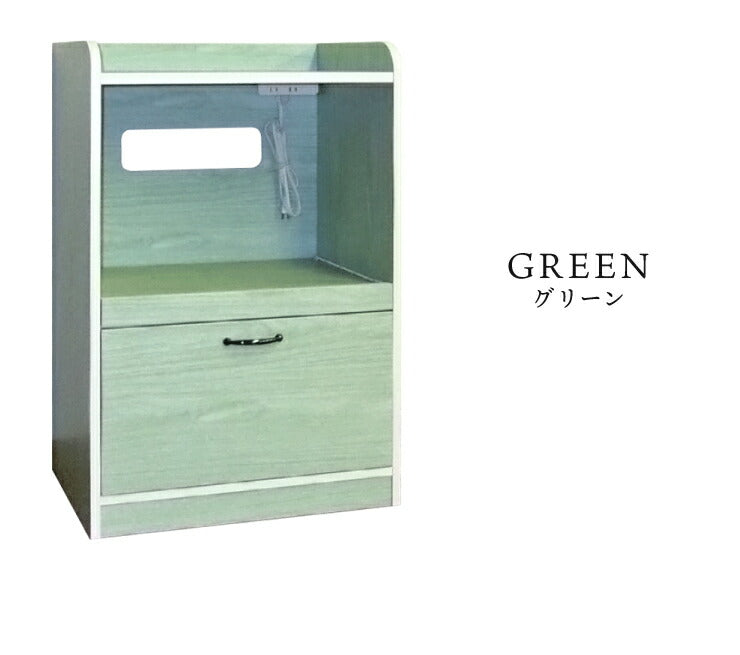日本製 完成品 レンジ台 スライド棚 幅58cm 大型レンジ対応 奥行40cm 高さ90.5cm キッチン 台所 収納 スライド棚 コンセント付 ホワイト グリーン 白 緑(代引不可)