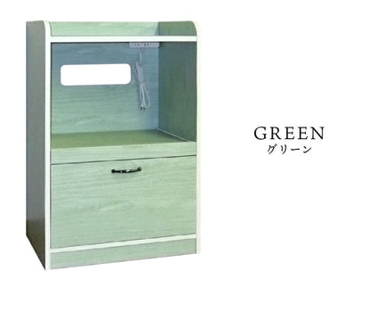 日本製 完成品 レンジ台 スライド棚 幅58cm 大型レンジ対応 奥行40cm 高さ90.5cm キッチン 台所 収納 スライド棚 コンセント付 ホワイト グリーン 白 緑(代引不可)