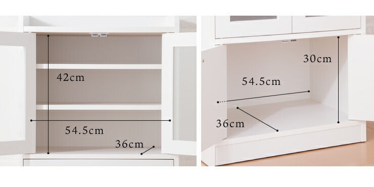 日本製 完成品 食器棚 おしゃれ 北欧 幅60cm 高さ90.5cm ロータイプ ガラス扉 ミニ食器棚 キッチン スリム 台所 収納 (代引不可)