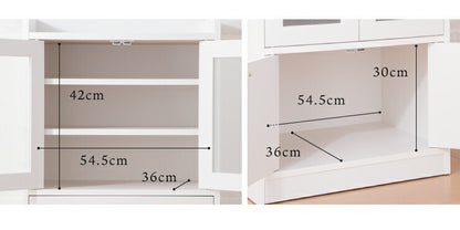日本製 完成品 食器棚 おしゃれ 北欧 幅60cm 高さ90.5cm ロータイプ ガラス扉 ミニ食器棚 キッチン スリム 台所 収納 (代引不可)