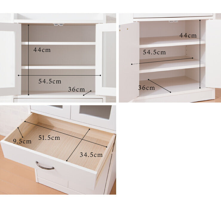 日本製 完成品 食器棚 おしゃれ 北欧 幅60cm 高さ120cm ロータイプ ガラス扉 ミニ食器棚 キッチン スリム 台所 収納  (代引不可)