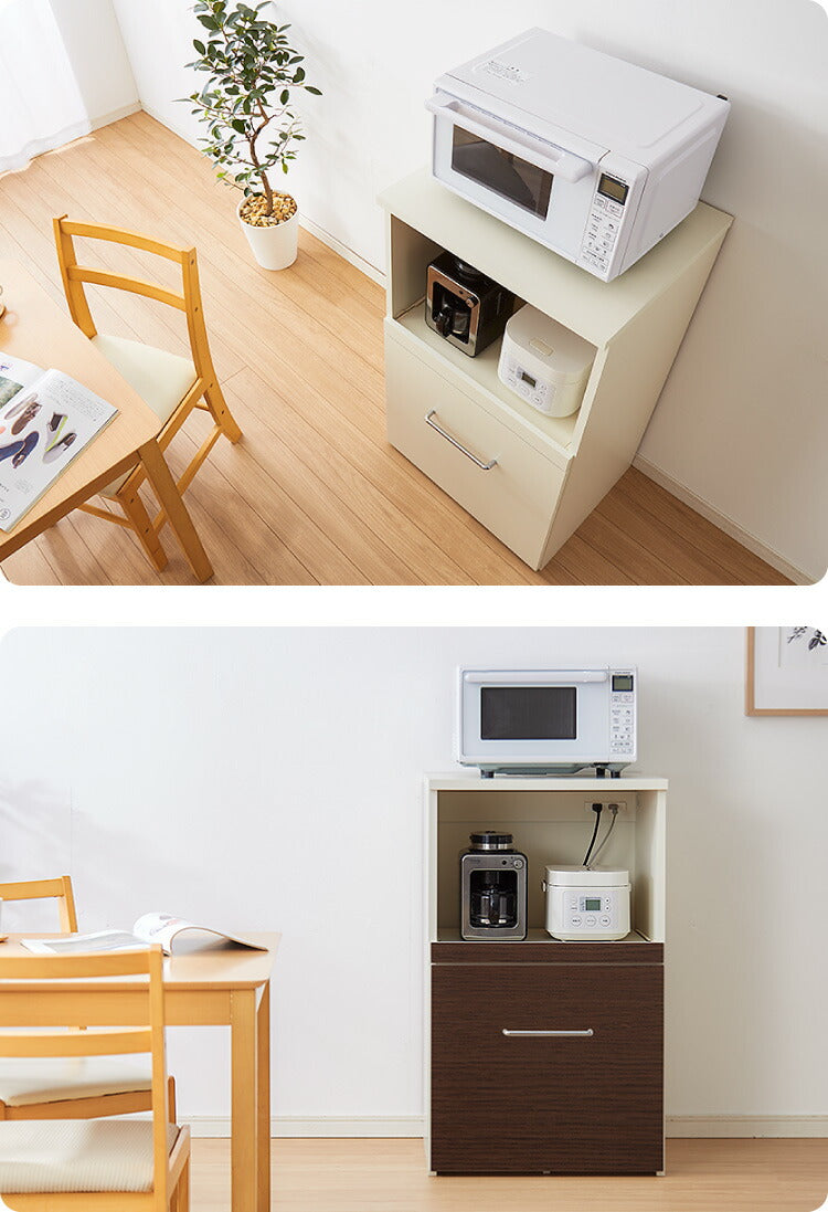 日本製 キッチンカウンター 幅60cm 完成品 2色 幅60cm かわいい 北欧 おしゃれ ワイド コンセント付 キャスター付き 大型レンジ対応 キッチンカウンター 食器棚 一人暮らし(代引不可)