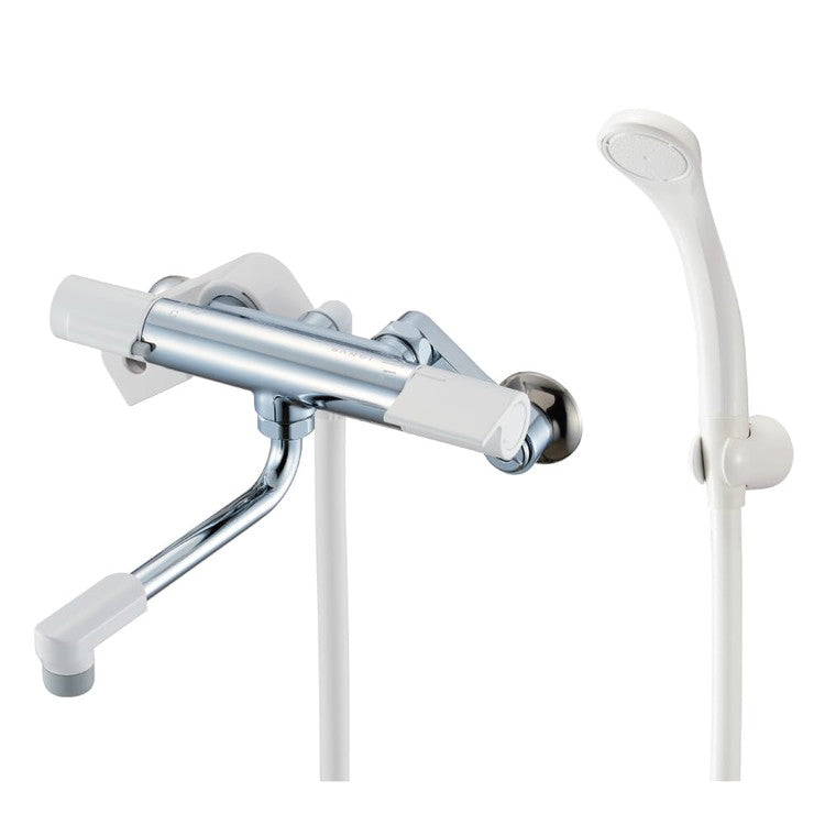 SANEI サーモシャワー混合栓 節水効果約25% ホース1.6m 節水シャワー 断熱ボディ SK1811 ホワイト やけど防止カバー付き