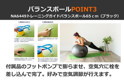 NAMALA トレーニングガイド付き バランスボール 65cm ヨガ ストレッチ エクササイズ 体操 運動 スポーツ ヨーガ ピラティス 初心者 瞑想 ビギナー おしゃれ 体操 ウェア トレーニング ナマラ(代引不可)