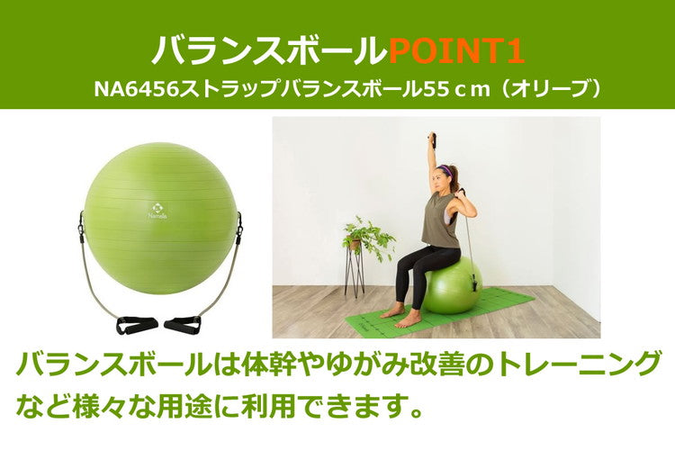 NAMALA ストラップ付き バランスボール 55cm ヨガ ストレッチ エクササイズ 体操 運動 スポーツ ヨーガ ピラティス 初心者 瞑想 ビギナー おしゃれ 体操 ウェア トレーニング ナマラ(代引不可)