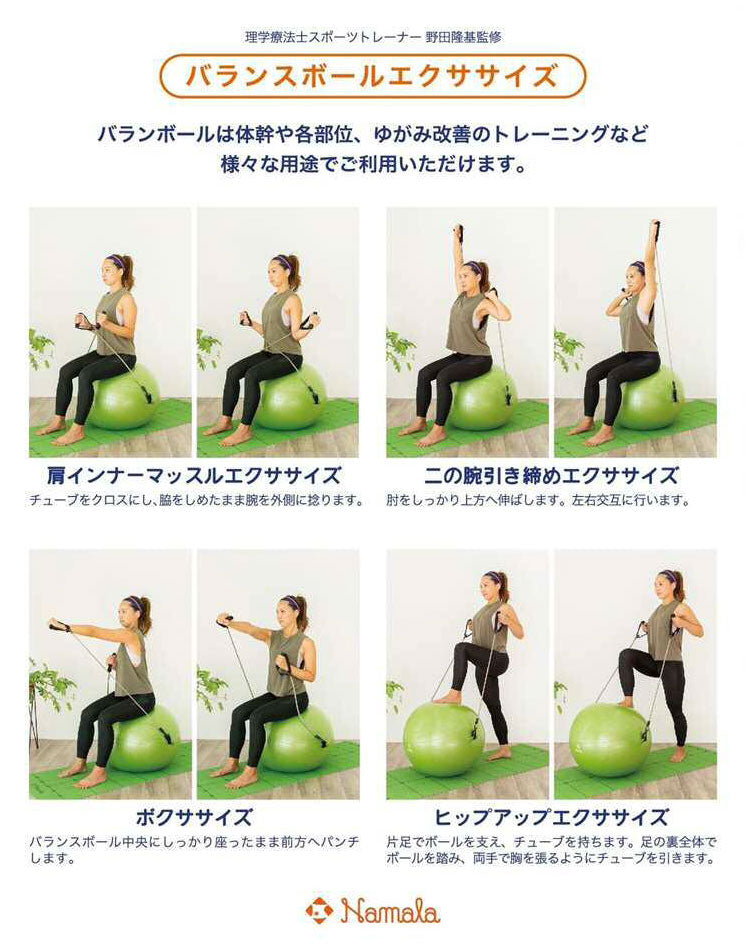 NAMALA ストラップ付き バランスボール 55cm ヨガ ストレッチ エクササイズ 体操 運動 スポーツ ヨーガ ピラティス 初心者 瞑想 ビギナー おしゃれ 体操 ウェア トレーニング ナマラ(代引不可)