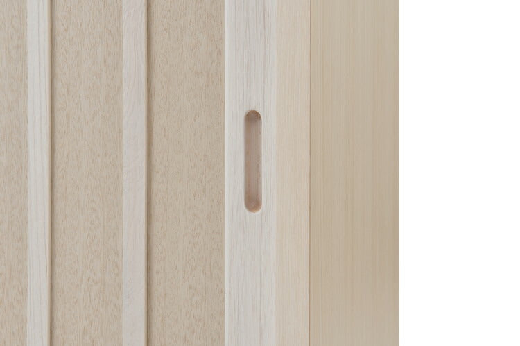 Tatis 幅120.5cm 奥行30cm 高さ86.5cm 天然木桐材の格子引戸キャビネット カウンター下収納 キッチン収納 ホワイト 日本製 国産 完成品 木製 桐 収納家具 チェスト タンス リビング収納 インテリア(代引不可)