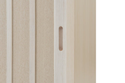 Tatis 幅120.5cm 奥行30cm 高さ86.5cm 天然木桐材の格子引戸キャビネット カウンター下収納 キッチン収納 ホワイト 日本製 国産 完成品 木製 桐 収納家具 チェスト タンス リビング収納 インテリア(代引不可)