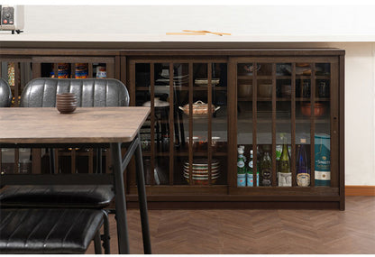 Tatis 幅120.5cm 奥行30cm 高さ86.5cm 天然木桐材の格子ガラス引戸キャビネット カウンター下収納 キッチン収納 ホワイト 日本製 国産 完成品 木製 桐 収納家具 チェスト タンス リビング収納(代引不可)