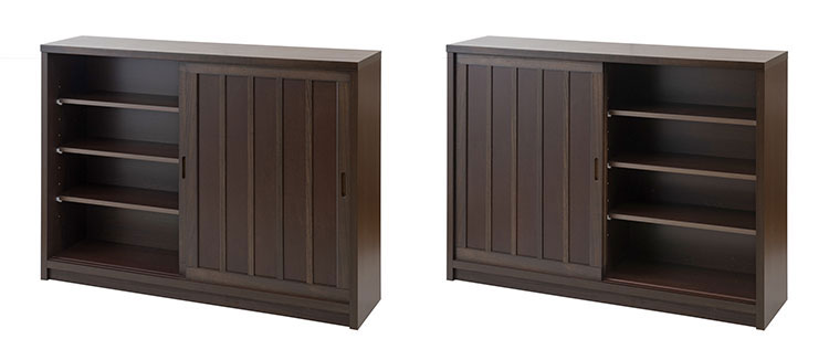 Tatis 幅120.5cm 奥行30cm 高さ86.5cm 天然木桐材の格子引戸キャビネット カウンター下収納 キッチン収納 ブラウン 日本製 国産 完成品 木製 桐 収納家具 チェスト タンス リビング収納 インテリア(代引不可)