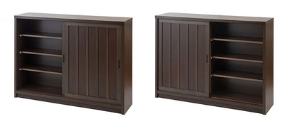 Tatis 幅120.5cm 奥行30cm 高さ86.5cm 天然木桐材の格子引戸キャビネット カウンター下収納 キッチン収納 ブラウン 日本製 国産 完成品 木製 桐 収納家具 チェスト タンス リビング収納 インテリア(代引不可)