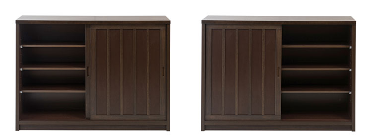 Tatis 幅120.5cm 奥行30cm 高さ86.5cm 天然木桐材の格子引戸キャビネット カウンター下収納 キッチン収納 ブラウン 日本製 国産 完成品 木製 桐 収納家具 チェスト タンス リビング収納 インテリア(代引不可)