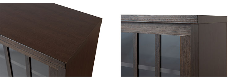 Tatis 幅120.5cm 奥行30cm 高さ86.5cm 天然木桐材の格子ガラス引戸キャビネット カウンター下収納 キッチン収納 ブラウン 日本製 国産 完成品 木製 桐 収納家具 チェスト タンス リビング収納(代引不可)