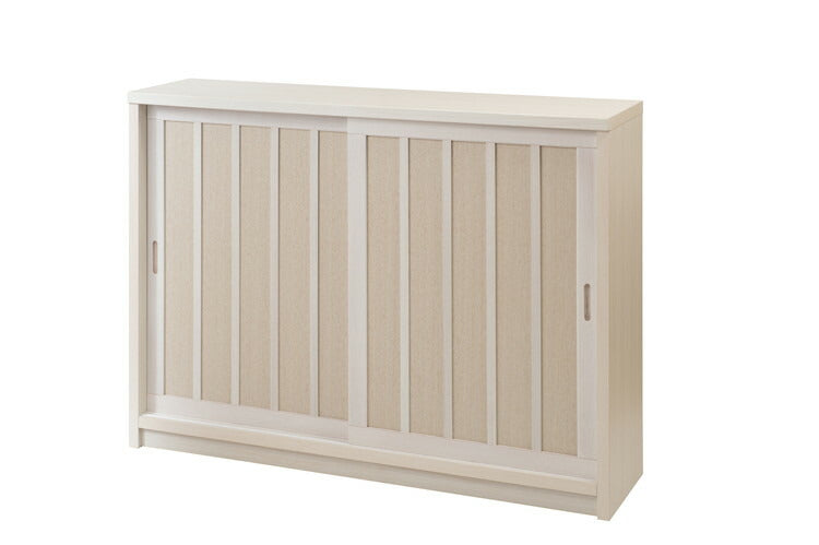 Shirayuki 白雪シリーズ 和モダン引戸キャビネット 幅120.5 奥行30 高さ86.5 キャビネット ホワイト 日本製 国産 完成品 収納 お洒落 一人暮らし 棚 サイドボード DVD 本 収納家具 チェスト リビング(代引不可)