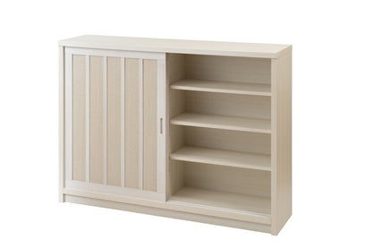 Shirayuki 白雪シリーズ 和モダン引戸キャビネット 幅120.5 奥行30 高さ86.5 キャビネット ホワイト 日本製 国産 完成品 収納 お洒落 一人暮らし 棚 サイドボード DVD 本 収納家具 チェスト リビング(代引不可)