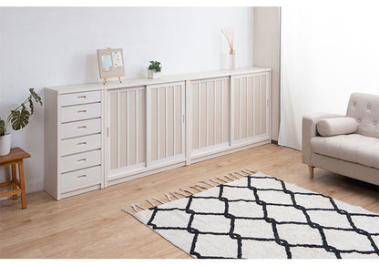 Shirayuki 白雪シリーズ 和モダン引戸キャビネット 幅120.5 奥行30 高さ86.5 キャビネット ホワイト 日本製 国産 完成品 収納 お洒落 一人暮らし 棚 サイドボード DVD 本 収納家具 チェスト リビング(代引不可)