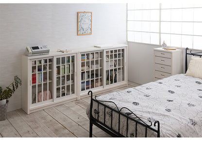 Shirayuki 白雪シリーズ 和モダン引戸キャビネット 幅120.5 奥行30 高さ86.5 キャビネット ホワイト 日本製 国産 完成品 収納 お洒落 一人暮らし 棚 サイドボード DVD 本 収納家具 チェスト リビング(代引不可)