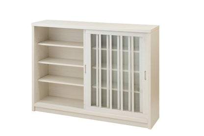 Shirayuki 白雪シリーズ 和モダン引戸キャビネット 幅120.5 奥行30 高さ86.5 キャビネット ホワイト 日本製 国産 完成品 収納 お洒落 一人暮らし 棚 サイドボード DVD 本 収納家具 チェスト リビング(代引不可)