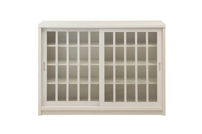 Shirayuki 白雪シリーズ 和モダン引戸キャビネット 幅120.5 奥行30 高さ86.5 キャビネット ホワイト 日本製 国産 完成品 収納 お洒落 一人暮らし 棚 サイドボード DVD 本 収納家具 チェスト リビング(代引不可)