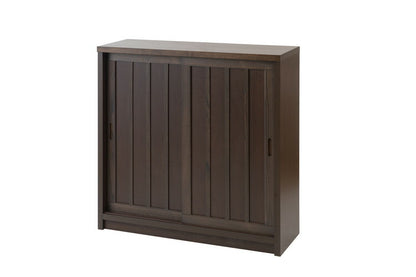 Hinata 日向シリーズ 和モダン引戸キャビネット 幅90.5 奥行30 高さ86.5 キャビネット ブラウン 日本製 国産 完成品 収納 お洒落 一人暮らし 棚 サイドボード DVD 本 収納家具 チェスト リビング(代引不可)