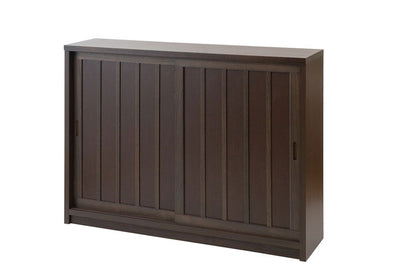 Hinata 日向シリーズ 和モダン引戸キャビネット 幅120.5 奥行30 高さ86.5 キャビネット ブラウン 日本製 国産 完成品 収納 お洒落 一人暮らし 棚 サイドボード DVD 本 収納家具 チェスト リビング(代引不可)